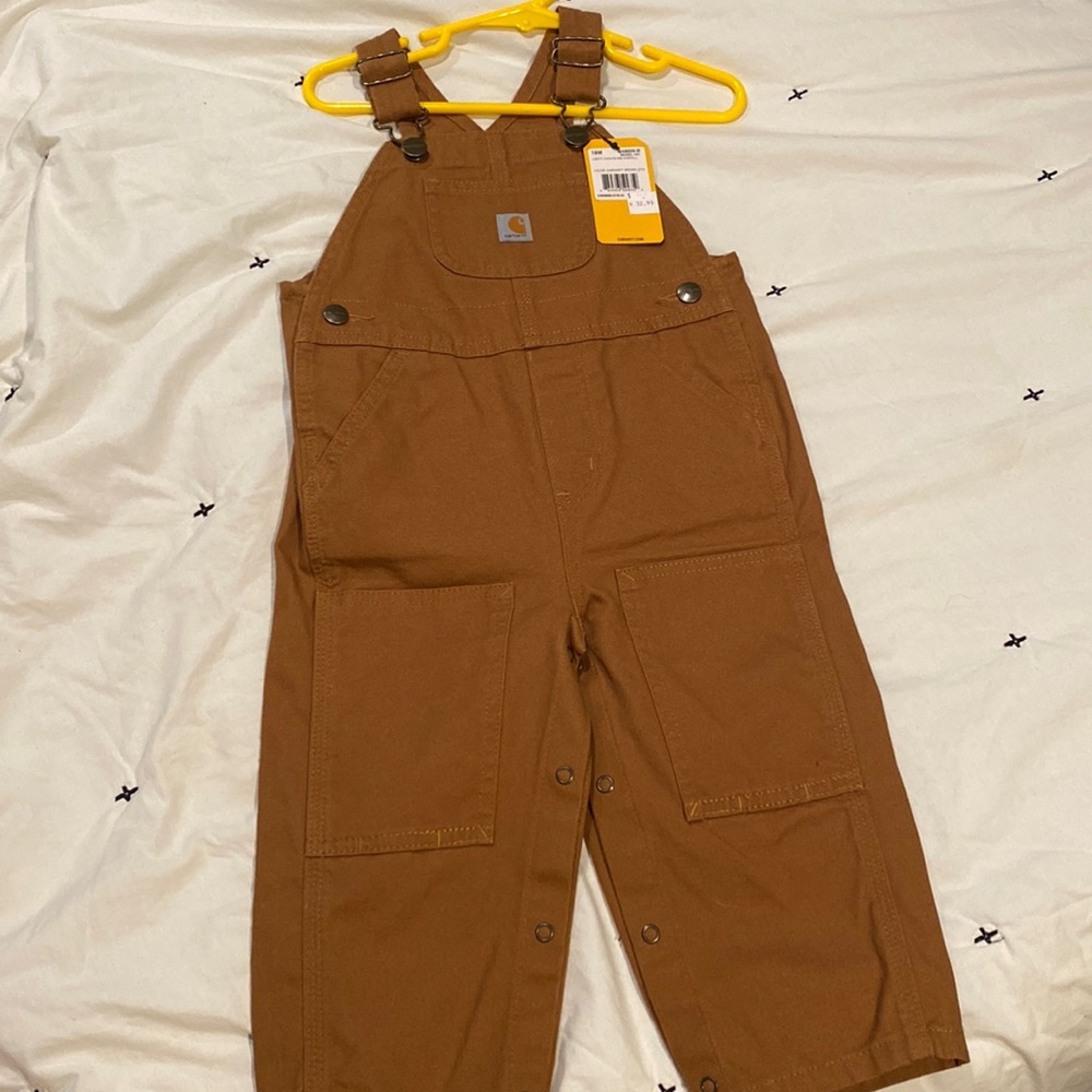 Carhartt 18m brown canvas bib overalls NWT